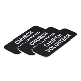 Church Volunteer 1 x 3" Name Tag/Badge, (3 Pack)