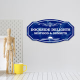 Victorian Plus Dockside Delights Seafood & Sunsets Wall or Door Sign | Marina or Harbor Signage