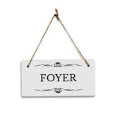 Foyer 5x10 Hanging Plus Wall or Door Sign | Rustic Twine | Range of Vibrant Decor Styles | Room Signs For Home and Business