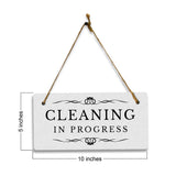 Cleaning In Progress 5" x 10" Hanging Wall or Door Sign | Rustic Twine | Stylish Business or Office Signage