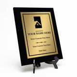 Real Estate Theme Customizable Black Frame Award Plaque | Easel Mount Option | Recognition of Achievement and Service Personalizable Plaques