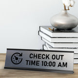 Signs ByLITA Check Out Time 10:00 am Black Frame Desk Sign (2x8")