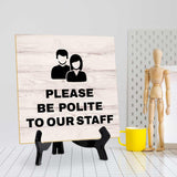 Customer Service Reminders Table Signs 5"x 5" Square Table Sign With Acrylic Easel