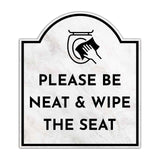Please Be Neat & Wipe The Seat' Headstone ? Wall/Door Restroom & Hygiene Sign