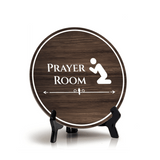 Prayer Room Circle Table Sign with Acrylic Stand (5x5") | Business and Workplace Multi Faith Sign