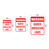 Portrait Round Plus Warning Buried Irrigation Lines Wall or Door Sign | Farm/Barn Warning Signage