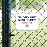 Classic Framed Plus Children Must Wear Helmets – Safety First Door or Wall Sign | Child Safety Business Signs