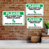 Classic Framed Plus Please Help Keep This Area Clean Pick Up And Pitch In Door or Wall Sign | Office Housekeeping Signage