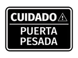 Signs ByLITA Classic Framed Cuidado Puerta Pesada Door or Wall Sign Easy Installation | Health And Safety | Building And Hospitality