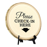 Hospitality & Fun Rustic Wood Discs – Natural Bark-Edge with a Sleek Black Acrylic Easel - For Counters, Doors & Walls