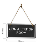 Consultation Room 5" x 10" Hanging Wall or Door Sign | Legal and Court House Rustic Twine Signage
