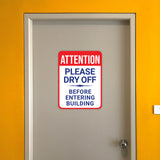 Portrait Round Plus Attention Please Dry Off Before Entering Building Wall or Door Sign | Indoor Gym Signage