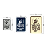 Signs ByLITA Portrait Round Wash your hands on entry and exit Wall or Door Sign