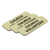 Church Volunteer 1 x 3" Name Tag/Badge, (3 Pack)