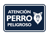 Signs ByLITA Classic Framed Atención Perro Peligroso Graphic Spanish Security Wall or Door Sign