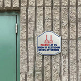 Heritage Plus Please Let Us Know If Restroom Needs Attention Wall or Door Sign | Business Bathroom Hygiene Signage | Stylish Design