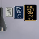 Signs ByLITA Portrait Round Food Waste Only Door or Wall Sign Durable ABS Plastic | Laser Engraved | Easy Installation | Kitchen | Hygiene