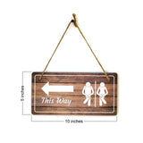 Restroom Signs | Rustic Oak Wood 5 x 10" Hanging Signs
