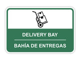 Classic Framed Plus Delivery Bay Wall or Door Sign | Bilingual Spanish and English Workplace Warehouse Signage