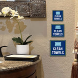 Square Plus Clean Towels Wall or Door Sign | Gym Spa and Bathroom Signage