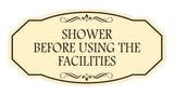 Signs ByLITA Victorian Shower Before Using the Facilities Wall or Door Sign