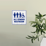 Square Plus All Gender Restroom Wall or Door Sign Easy Installation | Business & Public Bathroom Signs