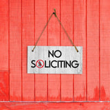 No Soliciting 5x10 Hanging Plus Wall or Door Sign | Public Spaces Decor