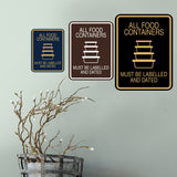 Signs ByLITA Portrait Round All Food Containers Must Be Labelled and Dated Door or Wall Sign Durable ABS Plastic | Laser Engraved | Easy Installation | Kitchen | Hygiene