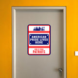 Portrait Round Plus American Pride Lives Here: Home of Proud Patriots Door or Wall Sign | Easy Installation | Patriotic Stars and Stripes USA Pride Sign