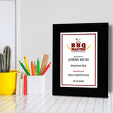 BBQ Master Competition Customizable Black Frame Award Plaque | Easel Mount Option | Achievement and Recognition Personalizable Plaques