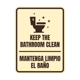 Signs ByLITA Portrait Round Keep The Bathroom Clean Door or Wall Sign | Spanish Bilingual Business And Office Restroom Hygiene Signs
