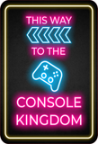 Portrait Round Plus This Way to the Console Kingdom (Left Arrow) Wall or Door Sign | Easy Installation | Gaming | Home Decor