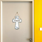 Pray without ceasing. Thessalonians 5:17 11.5" x 8" Cross Hanging Sign | Rustic Twine | Inspiring Religious Bible Decor