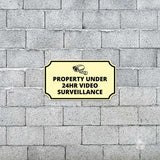 Notched Standard Property Under 24hr Video Surveillance (Camera Left) Wall or Door Sign | Warning/Safety/Precaution