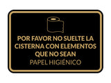 Signs ByLITA Classic Framed Por favor no suelte la cisterna con elementos que no sean papel higiénico Door or Wall Sign | Spanish Restroom Maintenance Signs