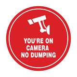 Circle You're On Camera - No Dumping Wall or Door Sign
