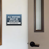 Classic Framed Plus All Visitors Must Be Escorted by an Employee Door or Wall Sign | General Security Notice