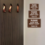 Classic Framed Plus Please Do Not Open Owner's Closet Thank You Door or Wall Sign | Public Notice Signs