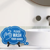 Please Wash Your Hands Cloud Speech Bubble (6 x 4") Table Sign With Acrylic Easel