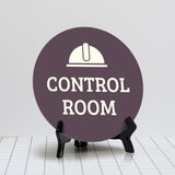 Control Room Circle Table Sign with Acrylic Stand (5x5") | Office Decor