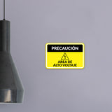 Classic Framed Plus Precaución Area de Alto Voltaje Door or Wall Sign | Business Warning Signage