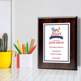 Sales Performance Customizable Award Plaque | Easel Mount Option | Achievement and Recognition Personalizable Plaques