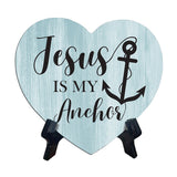 Signs ByLITA Heart Jesus is My Anchor Wood Color, Table Sign [6 x 5"]