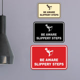 Signs ByLITA Classic Framed Be Aware Slippery Steps Durable Sign | Easy Installation | Elegant Design Wall or Door Sign
