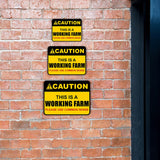 Classic Framed Plus Caution This Is A Working Farm Please Use Common Sense Door or Wall Sign | Farm/Barn Warning Signage