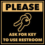 Signs ByLITA Square Please Ask For Key To Use Restroom Door or Wall Sign | Public Signage