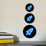 Circle Plus Rocket Neon Graphic Style Wall or Door Sign | Live Streamer Gaming Themed Decoration