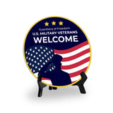 Signs ByLITA Honor Veterans with Military Table Signs | US Pride | Perfect Gift for Coworkers or Family Table Sign (5x5)
