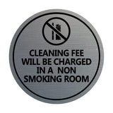 Circle Cleaning Fee Will Be Charged In A Non Smoking Room Wall or Door Sign