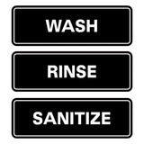 All Quality Standard WASH RINSE SANITIZE Set of 3 Bay Sink Signs - Restaurant & Commercial Kitchen Sink Signs - Easy to Install